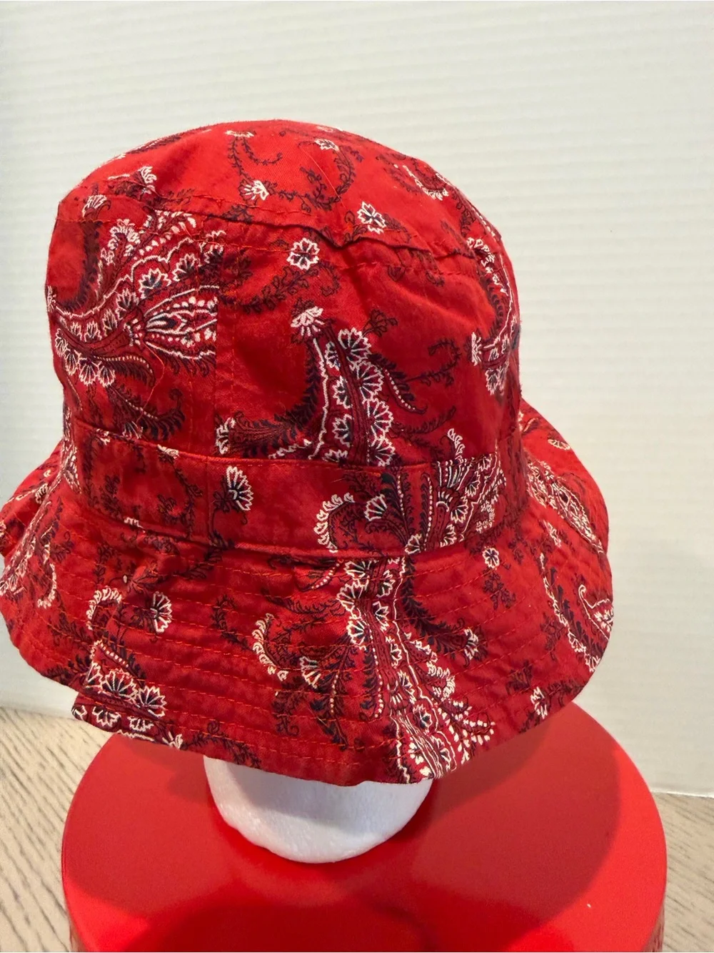 Ralph Lauren Red Bandana Bucket Hat One Size Used